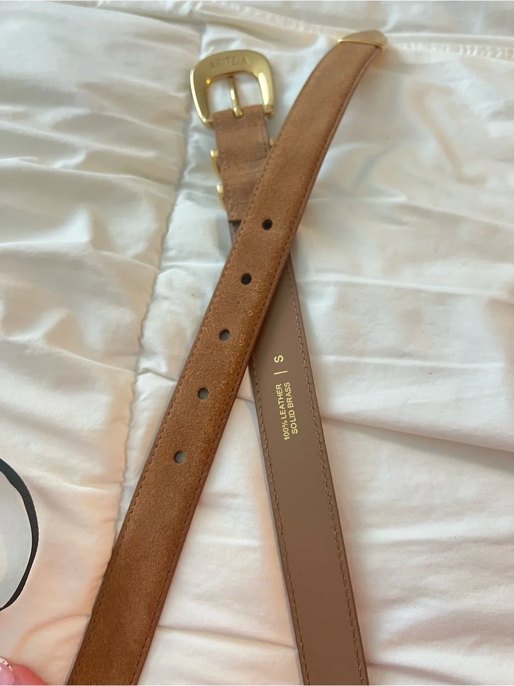 Aritzia | Legendary Solid Brass Suede Belt with Solid Brass Buckle